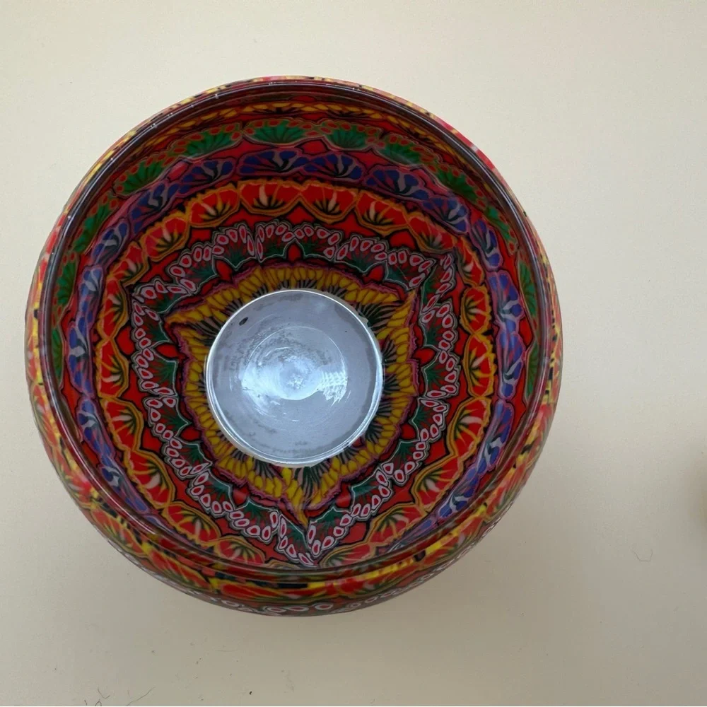 Tea Light candle holder. Australian Aboriginal vibrant boho design